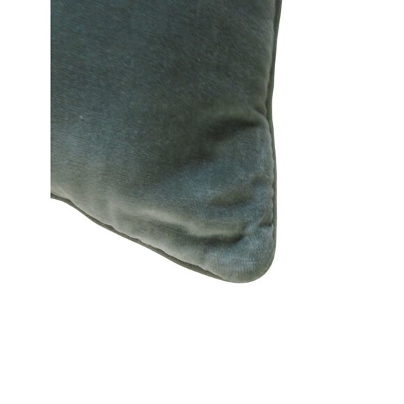 Vintage Floral Needlepoint Throw Pillow Gray Green Velvet Back Handcrafted GUC - Picture 15 of 16